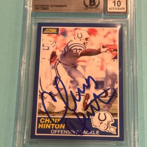 CHRIS HINTON Signed 1989 SCORE Card #87 Beckett BAS AUTO 10