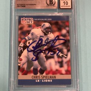 CHRIS SPIELMAN Signed 1990 PRO SET Card #103 Beckett BAS AUTO 10