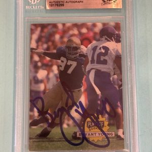 BRYANT YOUNG Signed 1994 PLAYOFF ROOKIE Card #326 Beckett BAS
