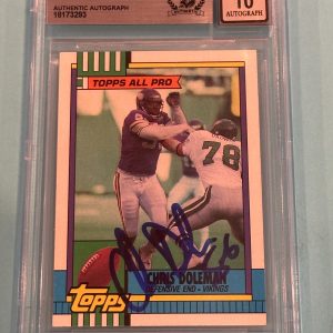 CHRIS DOLEMAN Signed 1990 TOPPS Card #108 Beckett BAS AUTO 10 disclaimer back