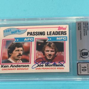 JOE MONTANA Signed 1982 TOPPS Card #257 PASSING LEADERS BAS AUTO 10