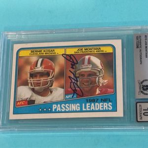 JOE MONTANA Signed 1988 TOPPS Card #215 PASSING LEADERS BAS AUTO 10