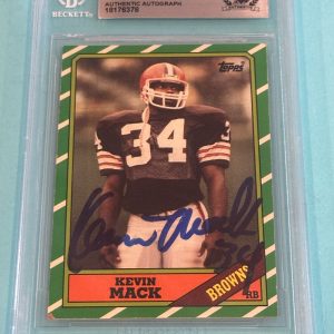 KEVIN MACK Signed 1986 TOPPS Card #188 Beckett BAS