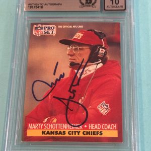 MARTY SCHOTTENHEIMER Signed 1991 PRO SET Card #189 Beckett BAS AUTO 10
