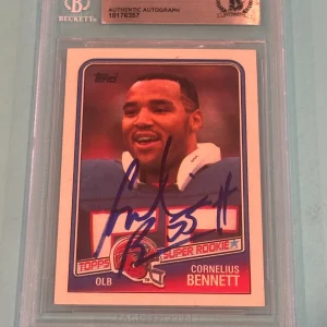CORNELIUS BENNETT Signed 1988 TOPPS Card #230 Beckett BAS