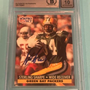 STERLING SHARPE Signed 1991 PRO SET Card #161 Beckett (BAS) AUTO 10