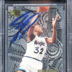 Magic Shaquille O'Neal Signed 1995 Metal #215 Card Auto Graded 10! BAS Slabbed