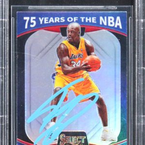 Shaq O'Neal Signed 2021 Select 75 Yrs Of The NBA Prizms Silver #61 Card BAS Slab