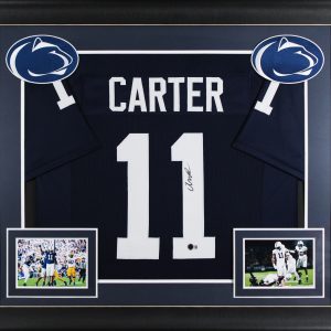 Penn State Abdul Carter Signed Navy Blue Pro Style Framed Jersey BAS Witnessed