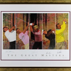 Golf Masters (5) Nicklaus, Palmer, Snead, Player Signed & Framed Lithograph BAS