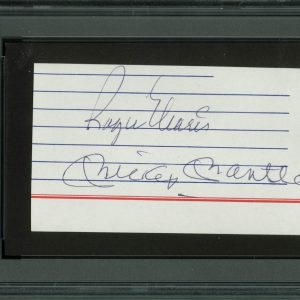 Yankees Mickey Mantle & Roger Maris Signed 2.25x4.15 Cut Signature PSA Slabbed