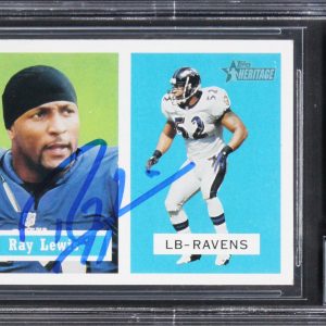 Ravens Ray Lewis Signed 2002 Topps Heritage #73 Card Auto Graded 10! BAS Slabbed