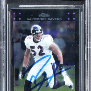 Ravens Ray Lewis Signed 2007 Topps Chrome #TC95 Card Auto Graded 10! BAS Slabbed