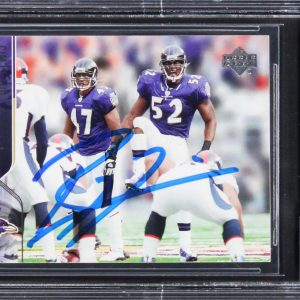 Ravens Ray Lewis Signed 2004 Upper Deck #17 Card Auto Graded GM 10! BAS Slabbed
