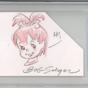 The FLINTSTONES Pebbles Original Color Pencil Drawing Signed Bob Singer PSA DNA