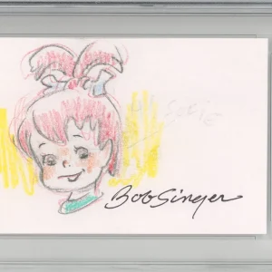 FLINTSTONES Pebbles Original Color Pencil Drawing Signed Bob Singer PSA DNA 1/1