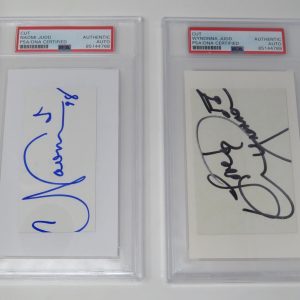 Wynonna & Naomi THE JUDDS Signed Auto 3x5 Index Card Cut Slab PSA JSA