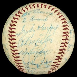1963 Los Angeles Dodgers World Series Champs Team Signed Baseball Koufax JSA COA