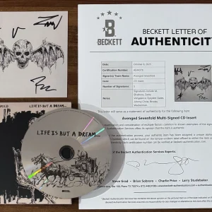 BAND SIGNED Avenged Sevenfold Life But Dream Autograph CD Card Beckett BAS COA