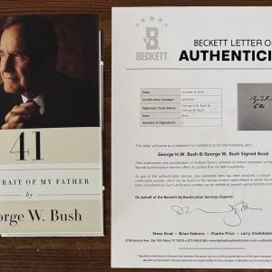 DUAL SIGNED President George W HW Bush 41 Portraits Father Book Beckett BAS COA