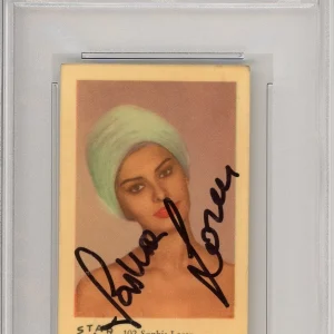 1959 GERMAN STAR BUILDER SOPHIA LOREN AUTOGRAPH PSA DNA COA SIGNED TRADING CARD