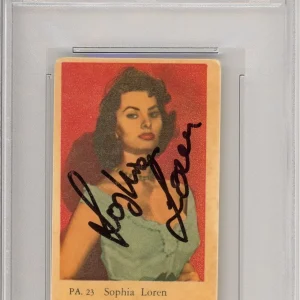 1957 RANK PA-SERIES SOPHIA LOREN AUTOGRAPH PSA DNA COA SIGNED TRADING CARD