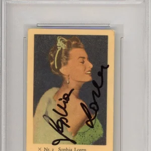1958 RANK X-SERIE SOPHIA LOREN AUTOGRAPH PSA DNA COA SIGNED VINTAGE TRADING CARD
