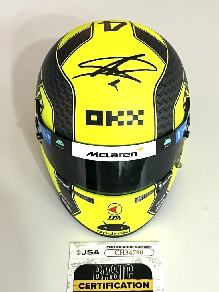 Lando Norris Hand Signed official 1:2 Mini Helmet McLaren Formula 1 F1 JSA CERT