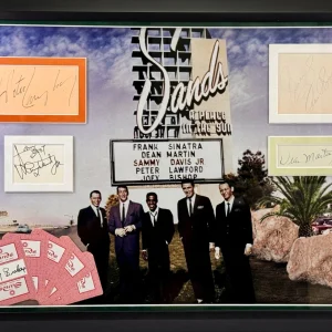 THE RAT PACK F. Sinatra D. Martin P. Lawford S. Davis Jr Signed Framed Auto JSA