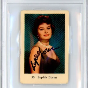 SOPHIA LOREN 1950's VINTAGE DUTCH TRADING CARD AUTOGRAPH BAS BECKETT COA SIGNED