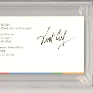 SIGNED GOOGLE BUSINESS CARD FATHER OF THE INTERNET VINT CERF SIGNED PSA DNA COA