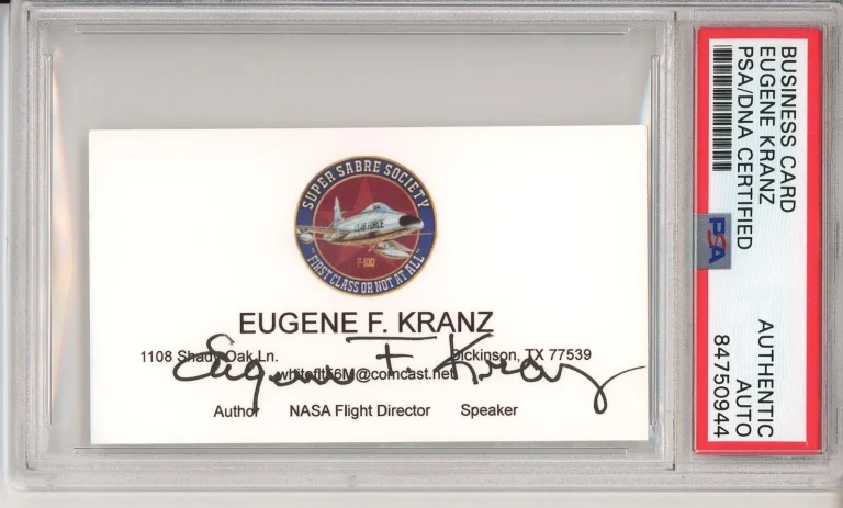 NASA FLIGHT DIRECTOR EUGENE KRANZ SIGNED BUSINESS CARD PSA DNA COA AUTOGRAPH