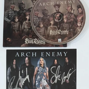 Arch Enemy FULL BAND SIGNED Blood Dynasty Album Art Card & CD BAS Beckett COA