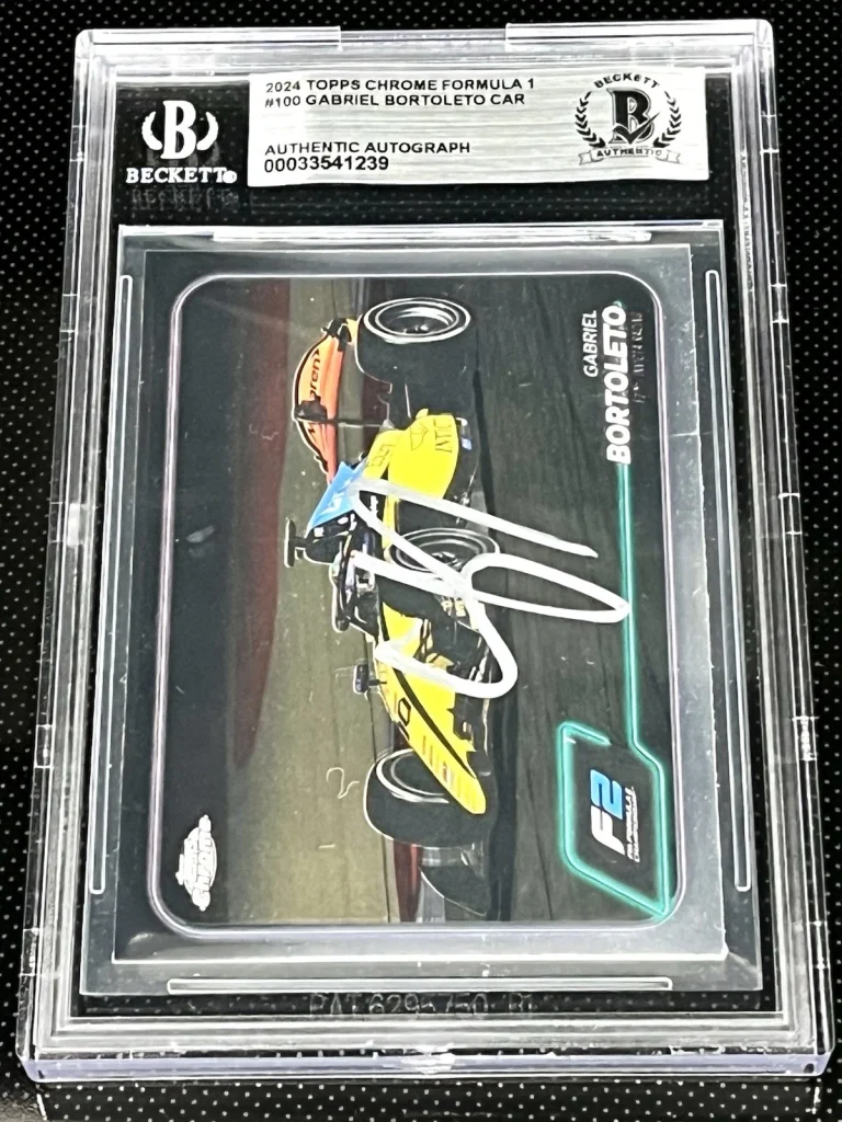 Gabriel Bortoleto Signed Card 2024 Topps Chrome F1 Formula 1 Beckett Slab