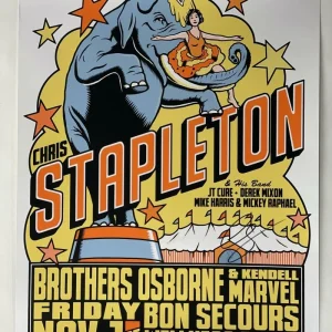 CHRIS STAPLETON SIGNED AUTOGRAPH 18X24 CONCERT TOUR POSTER - GREENVILLE SC JSA