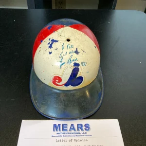 1981 Tim Raines Signed Vintage Game Used Montreal Expos Helmet MEARS & JSA COA