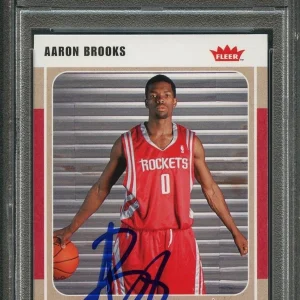 2007-08 Fleer #218 Aaron Brooks Signed Card AUTO 10 PSA/DNA Slabbed Rockets