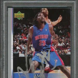 2007-08 Fleer #2 Amir Johnson Signed Card AUTO PSA Slabbed Pistons