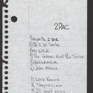 TUPAC SHAKUR 2PAC SIGNED AUTOGRAPH HANDWRITTEN SET LIST - ALL EYEZ ON ME JSA COA