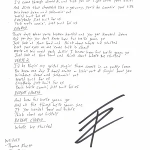 Thomas Rhett Signed Autograph 5.5x7 Where We Started Lyric Sheet w/ Katy Perry