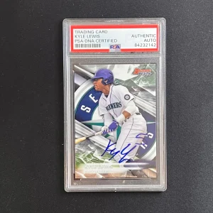 2017 Topps Bowman Best #TP-22 Kyle Lewis Signed Card AUTO PSA Slabbed Seattle Ma