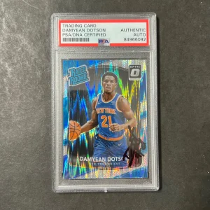 2017-18 Donruss Optic Rated Rookie #166 Damyean Dotson Signed Card AUTO PSA Slab