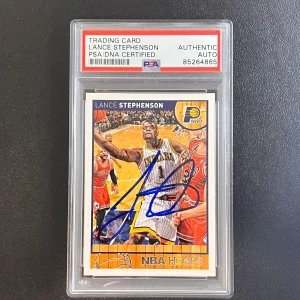 2013-14 NBA Hoops #69 Lance Stephenson Signed Card AUTO PSA/DNA Slabbed Pacers