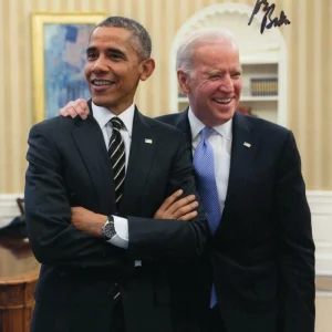 President Joe Biden Signed Autograph 8x10 Photograph w/ Barack Obama - JSA COA