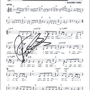 Richard Marx Signed Autograph Right Here Waiting Sheet Music - Repeat Offender