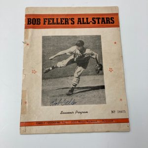 Bob Feller Signed Vintage 1946 Barnstorming Program Negro League Rare