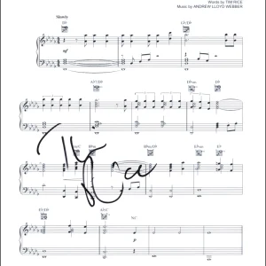 Tim Rice Signed Autograph Don't Cry for Me Argentina Sheet Music from Evita