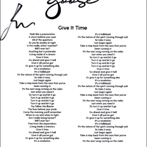 Rick Mitarotonda Goose Signed Autograph Give It Time Lyric Sheet w/ JSA COA