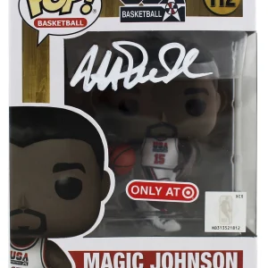 Lakers Magic Johnson Signed USA Basketball #112 Funko Pop Vinyl Figure BAS Wit