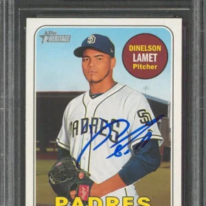 Padres Dinelson Lamet Signed 2018 Topps Heritage #190 Rookie Card BAS Slabbed
